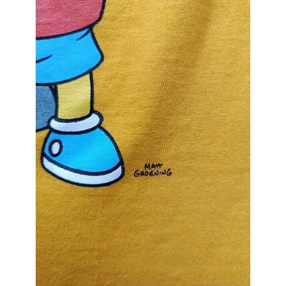 The Simpsons T-Shirt Men's Size Large Double Graphic Yellow Short Sleeve - Picture 7 of 9